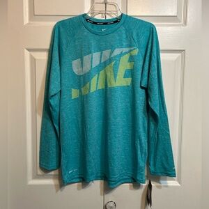 NWT Nike Swim Size M Medium Long Sleeve Shirt UPF 40+ Dri-Fit Teal or Aqua Shade